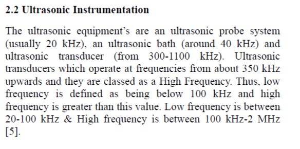 Ultrasonic Assisted Wet Processing